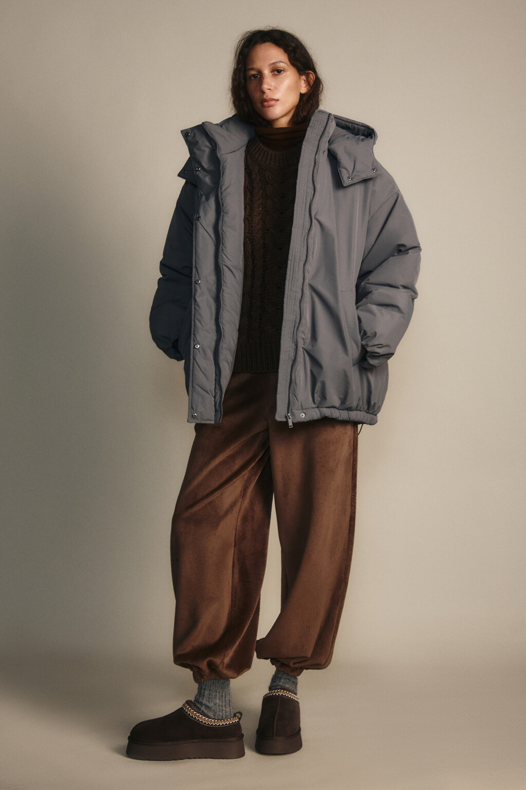 Куртка oversize с капюшоном - цвет серый - 5