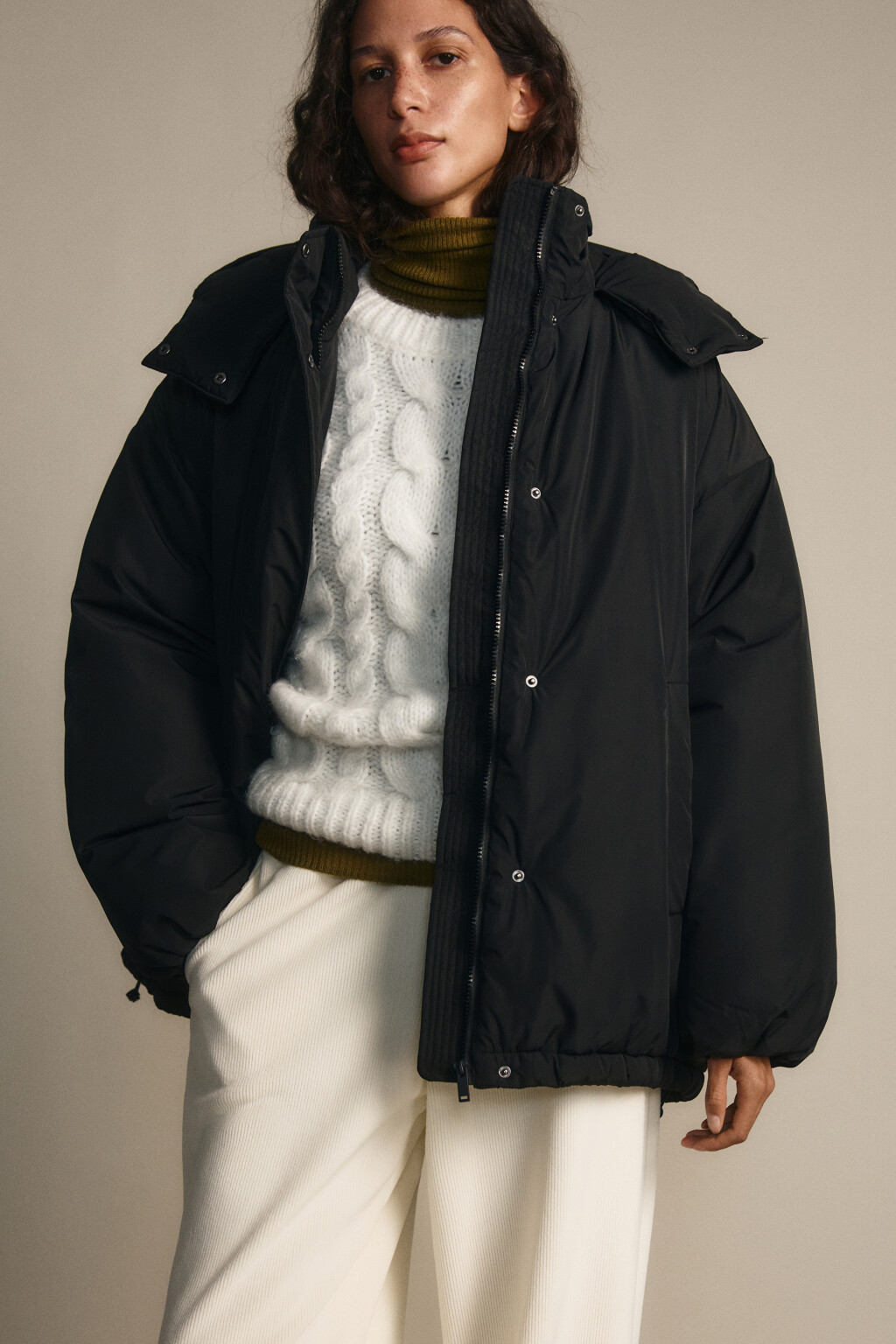 Куртка oversize с капюшоном - цвет черный - 3