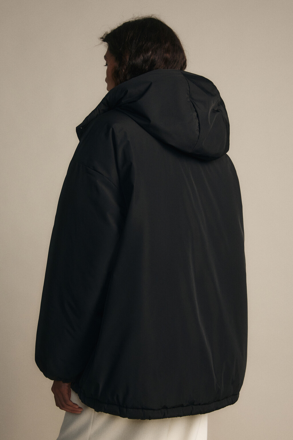 Куртка oversize с капюшоном - цвет черный - 5