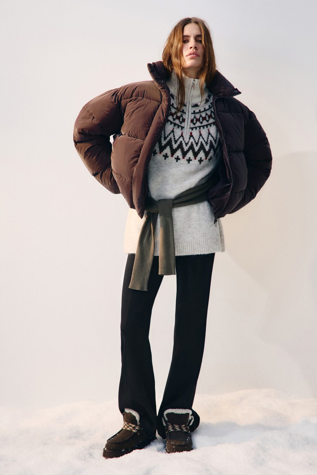 Куртка стеганая с высоким воротником - цвет коричневый - 4