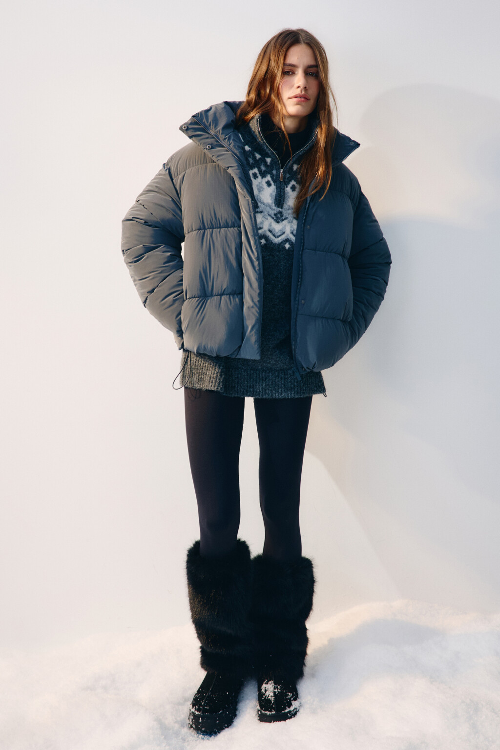 Куртка стеганая с высоким воротником - цвет серый - 2