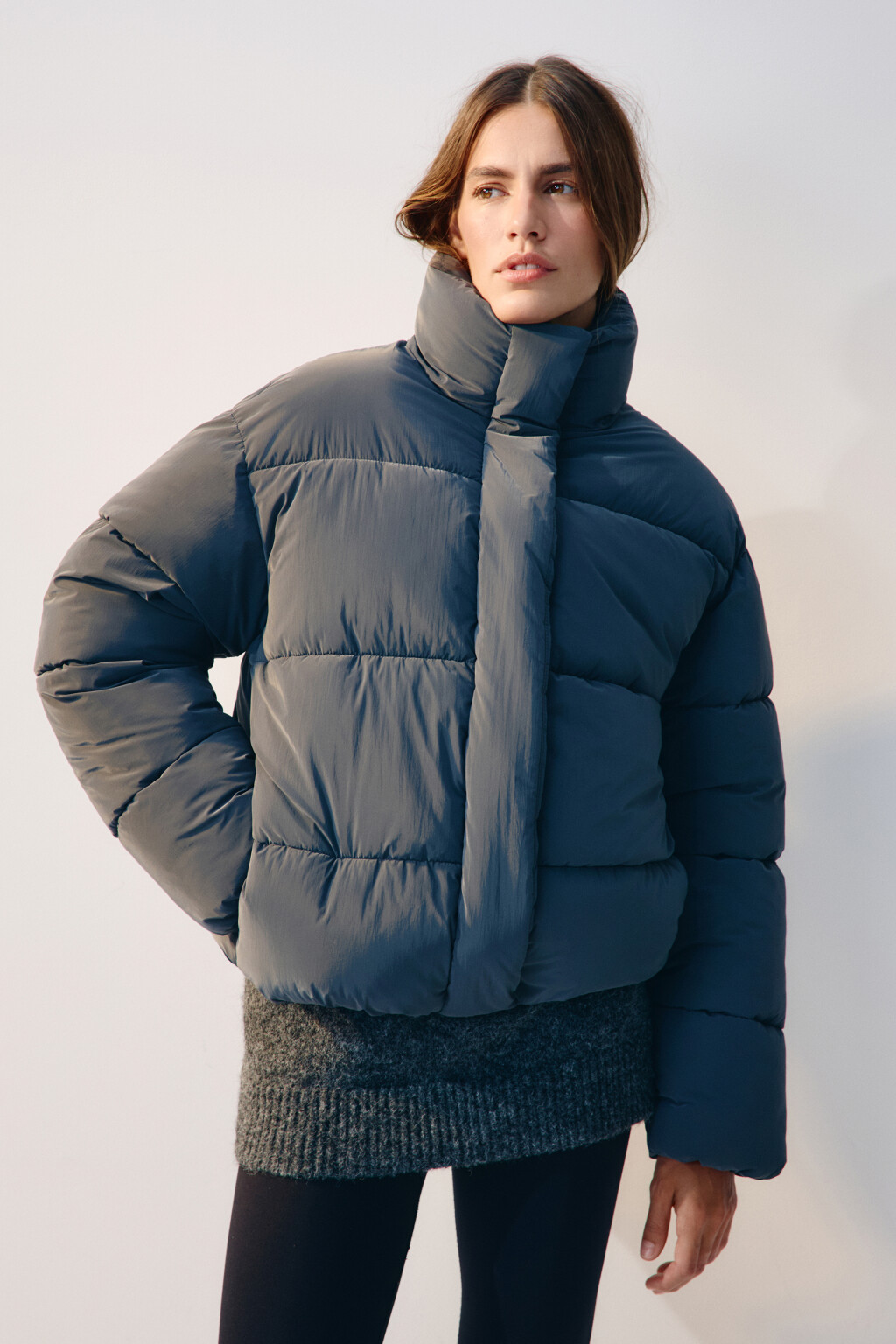 Куртка стеганая с высоким воротником - цвет серый - 3