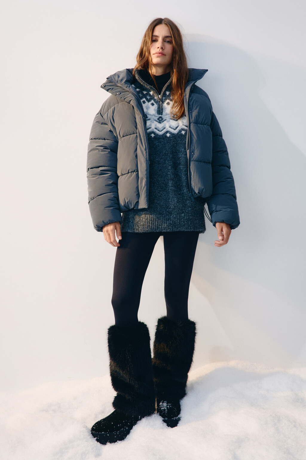 Куртка стеганая с высоким воротником - цвет серый - 5