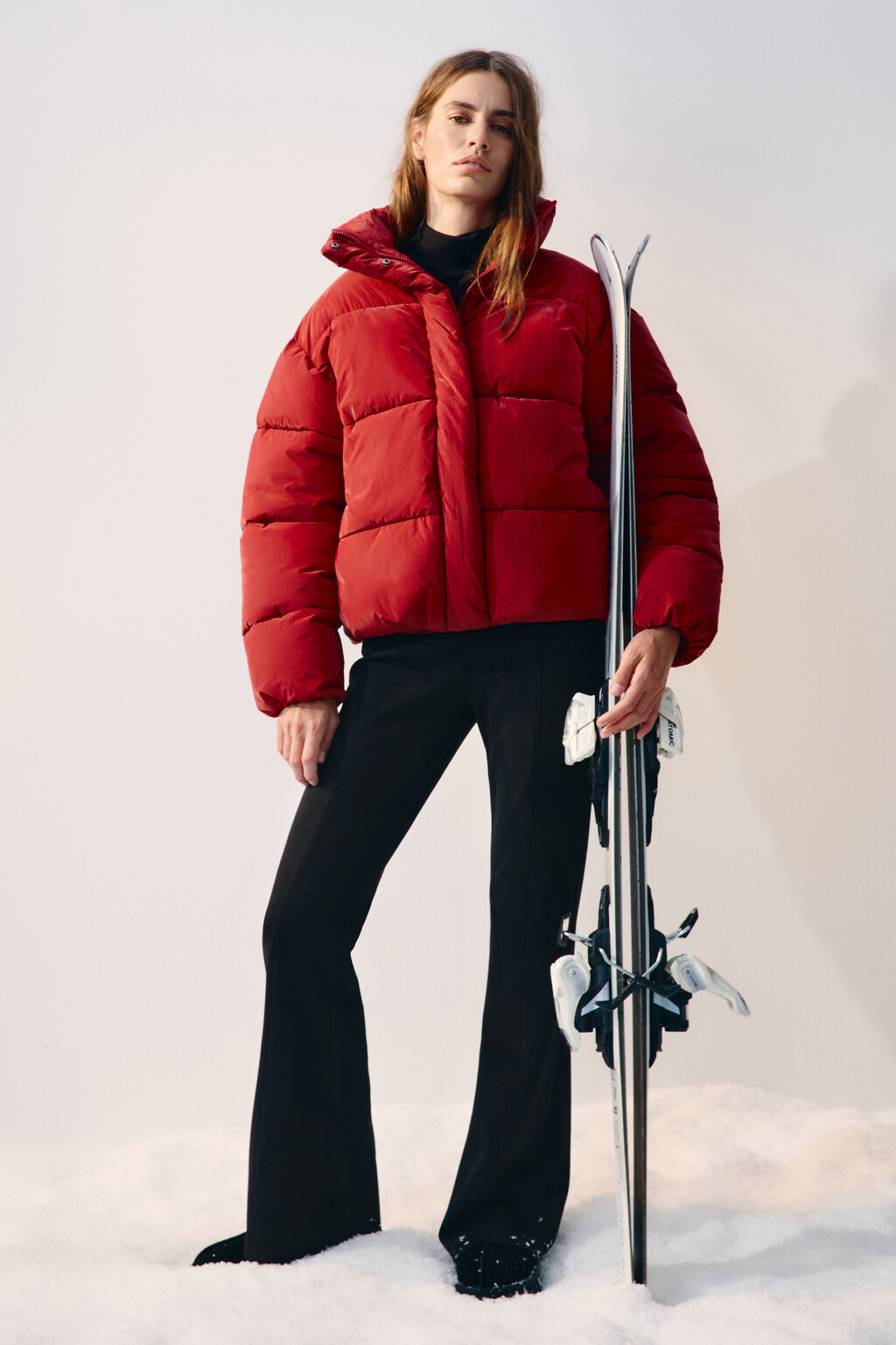 Куртка стеганая с высоким воротником - цвет красный - 1