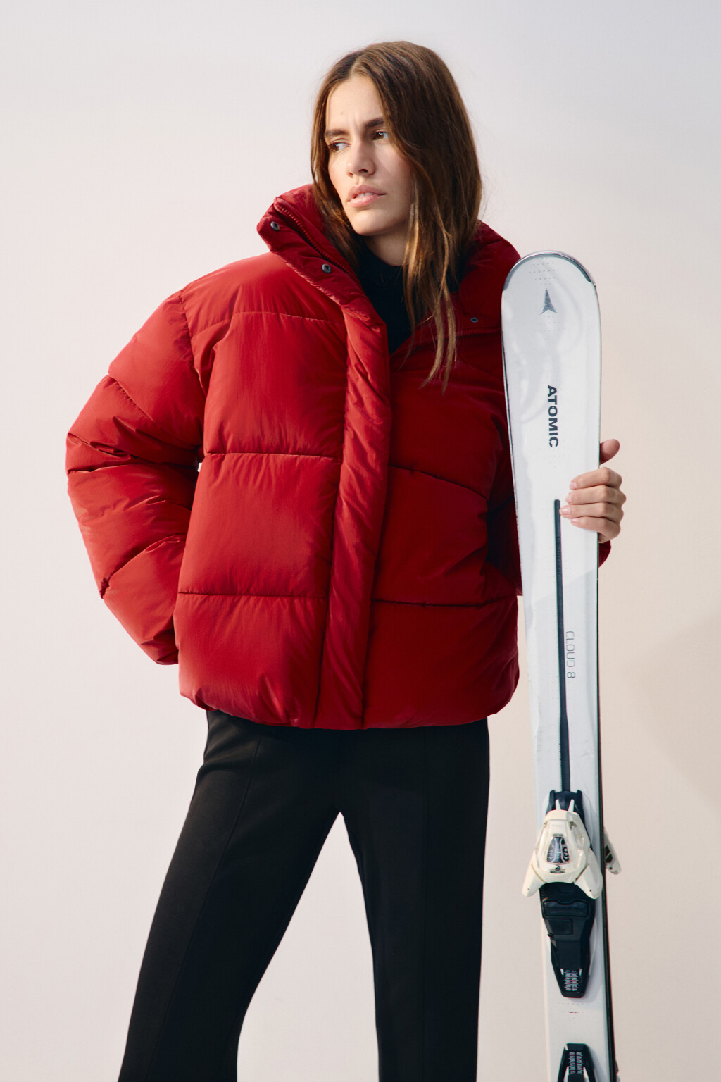 Куртка стеганая с высоким воротником - цвет красный - 2