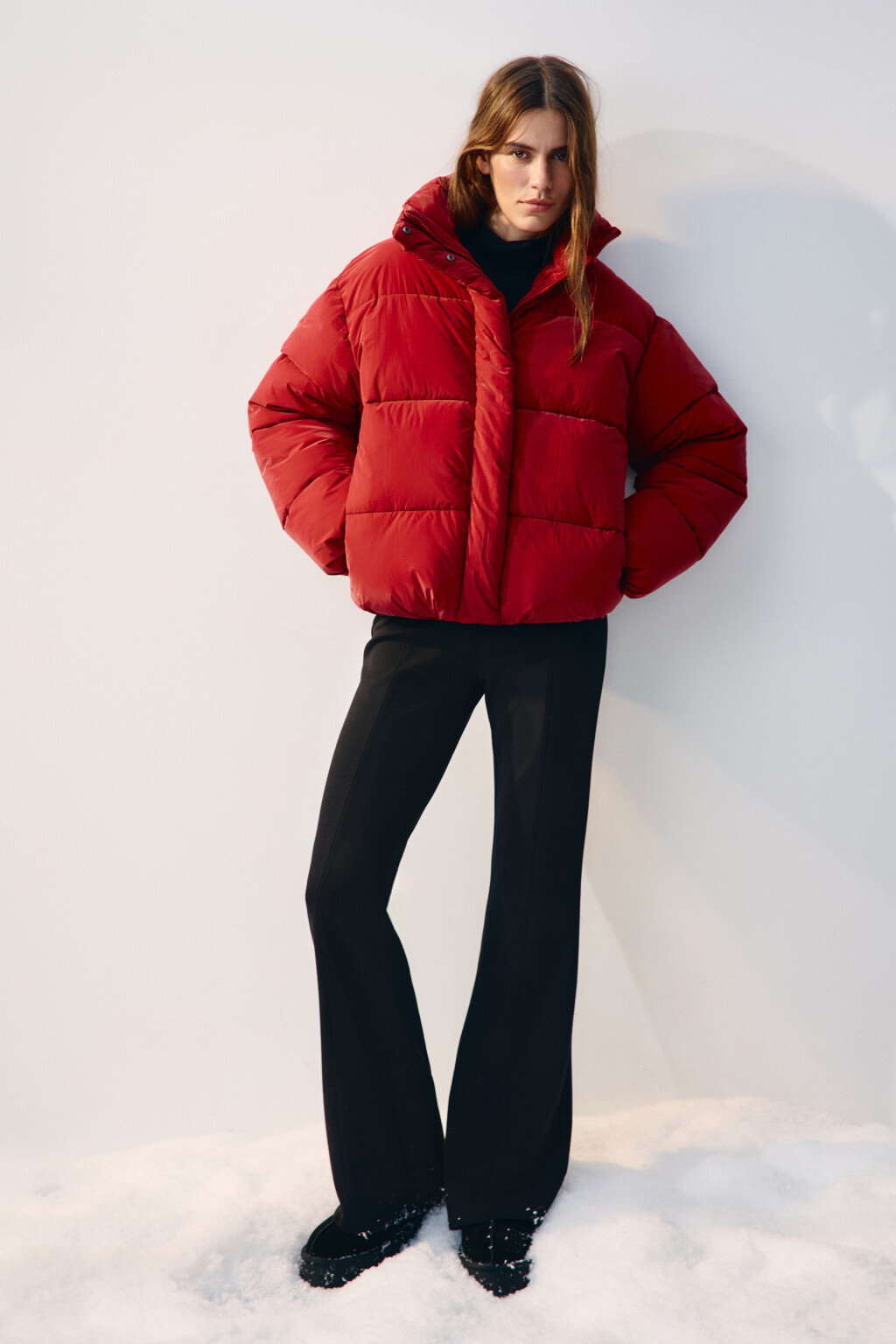 Куртка стеганая с высоким воротником - цвет красный - 5