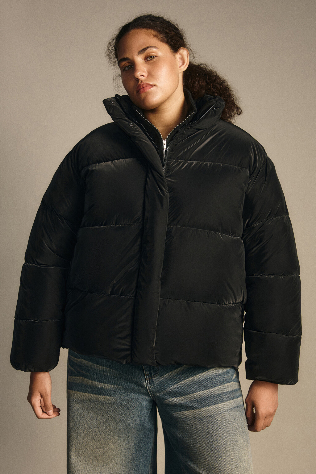 Куртка стеганая с высоким воротником - цвет черный - 2