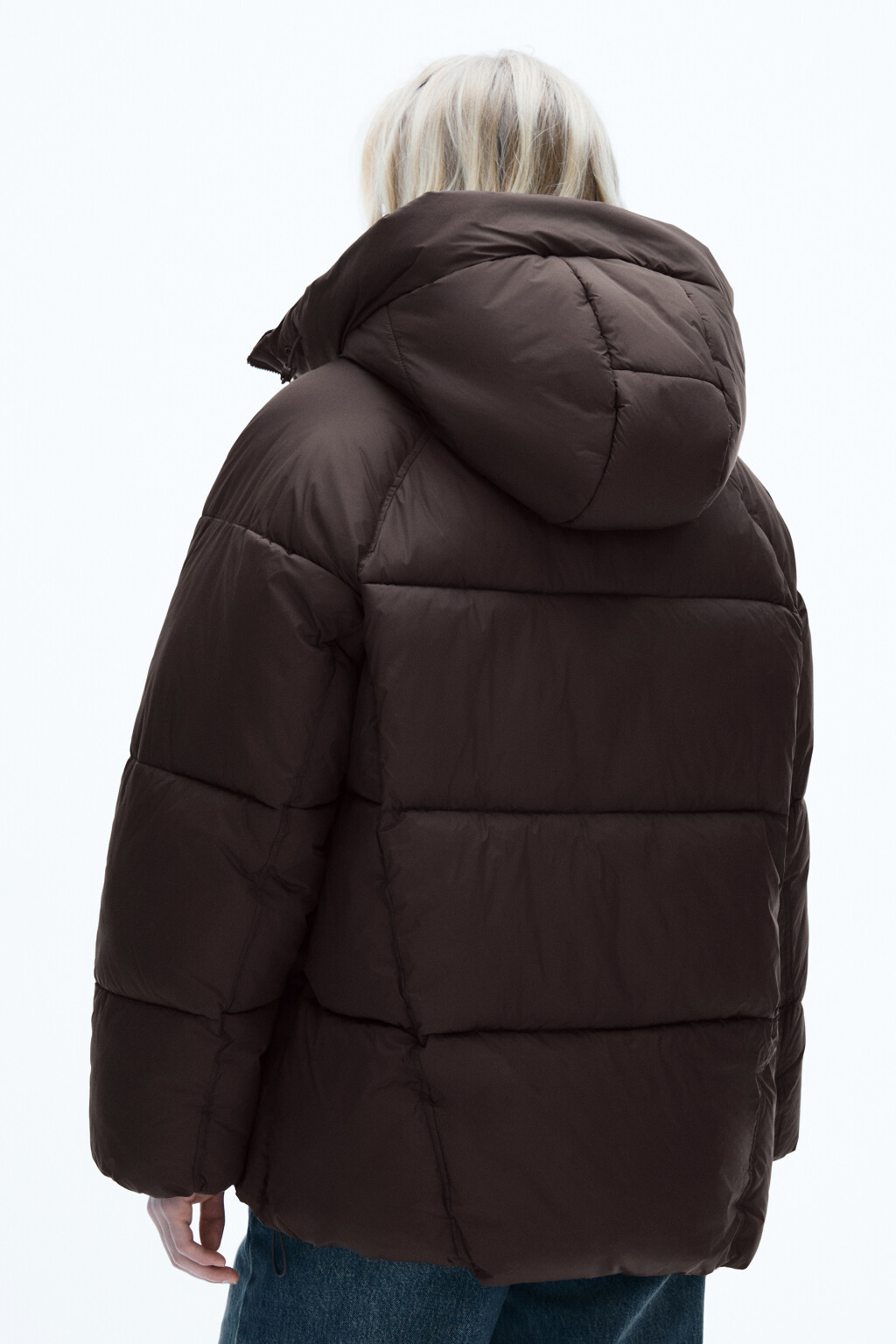 Куртка короткая стеганая с капюшоном - цвет коричневый - 3