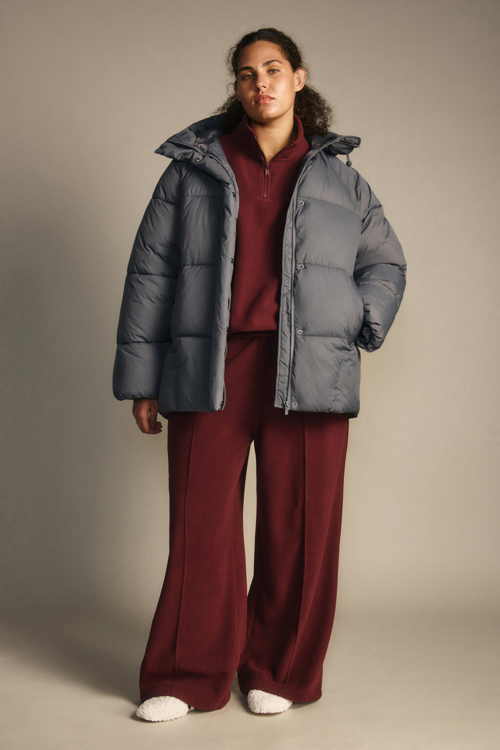 Куртка короткая стеганая с капюшоном - цвет серый - 4