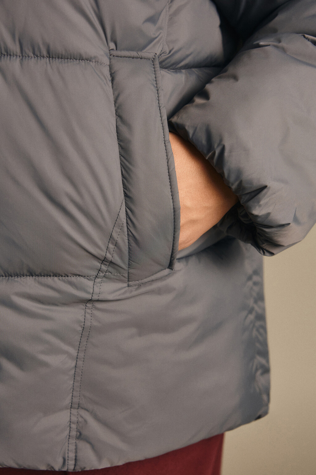 Куртка короткая стеганая с капюшоном - цвет серый - 6