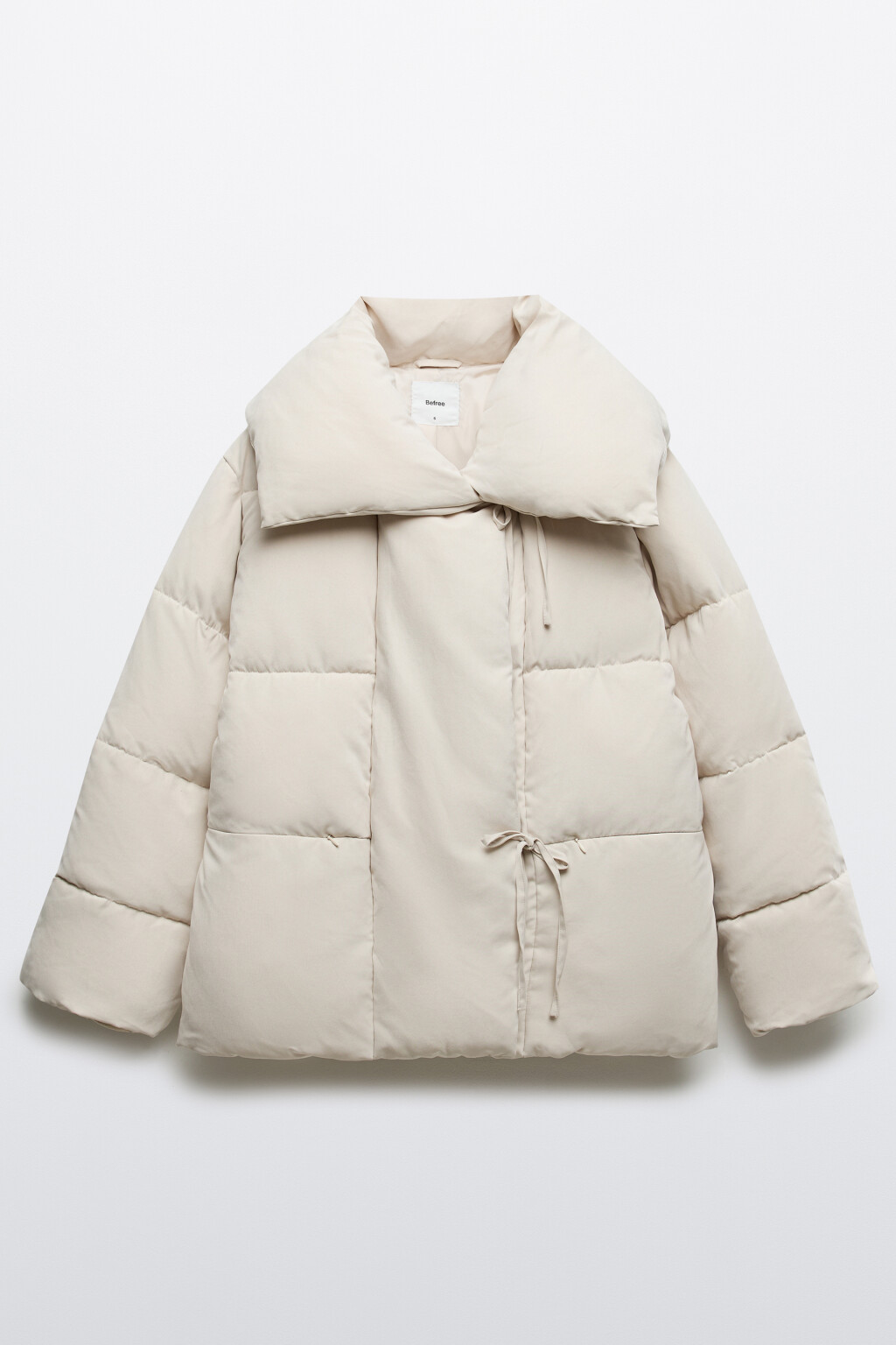 Куртка стеганая с завязками - цвет бежевый - 1