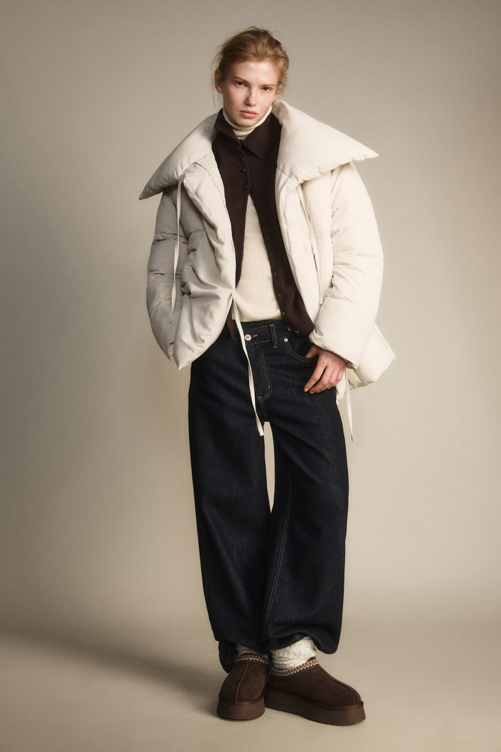 Куртка стеганая с завязками - цвет бежевый - 5