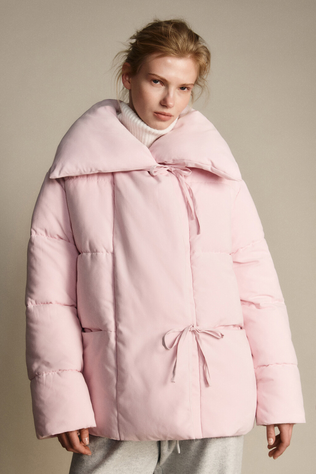 Куртка стеганая с завязками - цвет розовый - 3