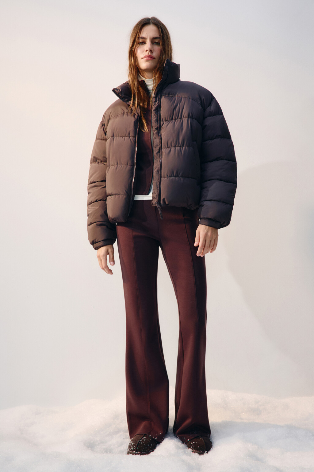 Куртка короткая стеганая со стойкой - цвет коричневый - 4