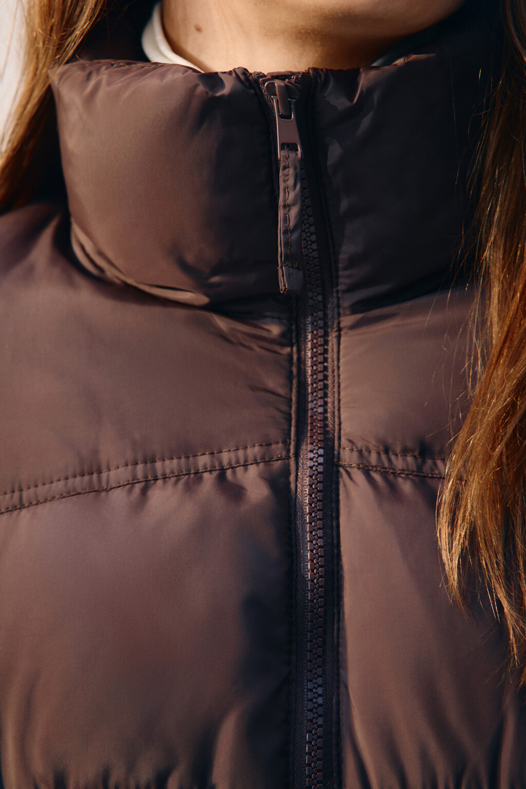 Куртка короткая стеганая со стойкой - цвет коричневый - 5