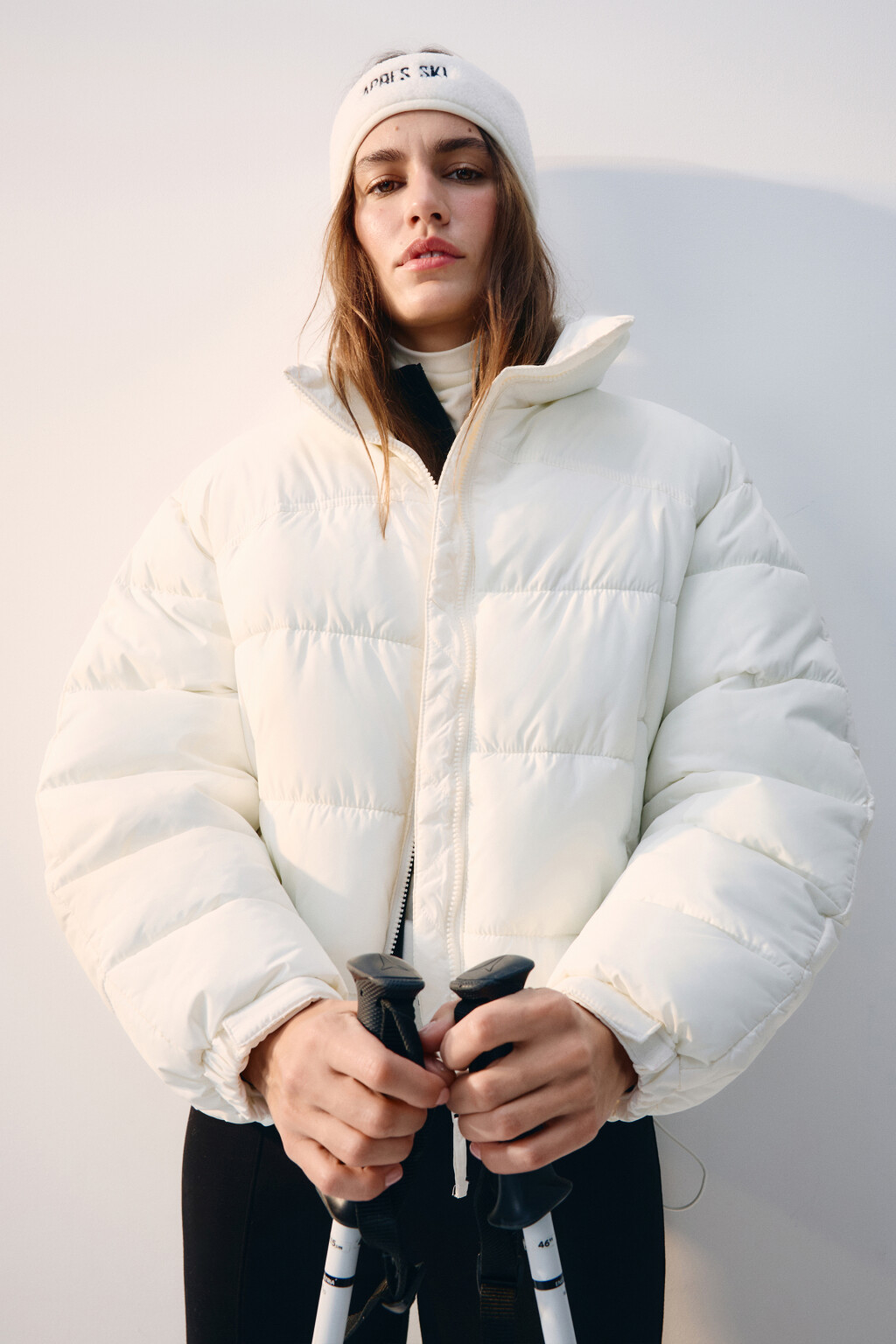 Куртка короткая стеганая со стойкой - цвет молочный - 1