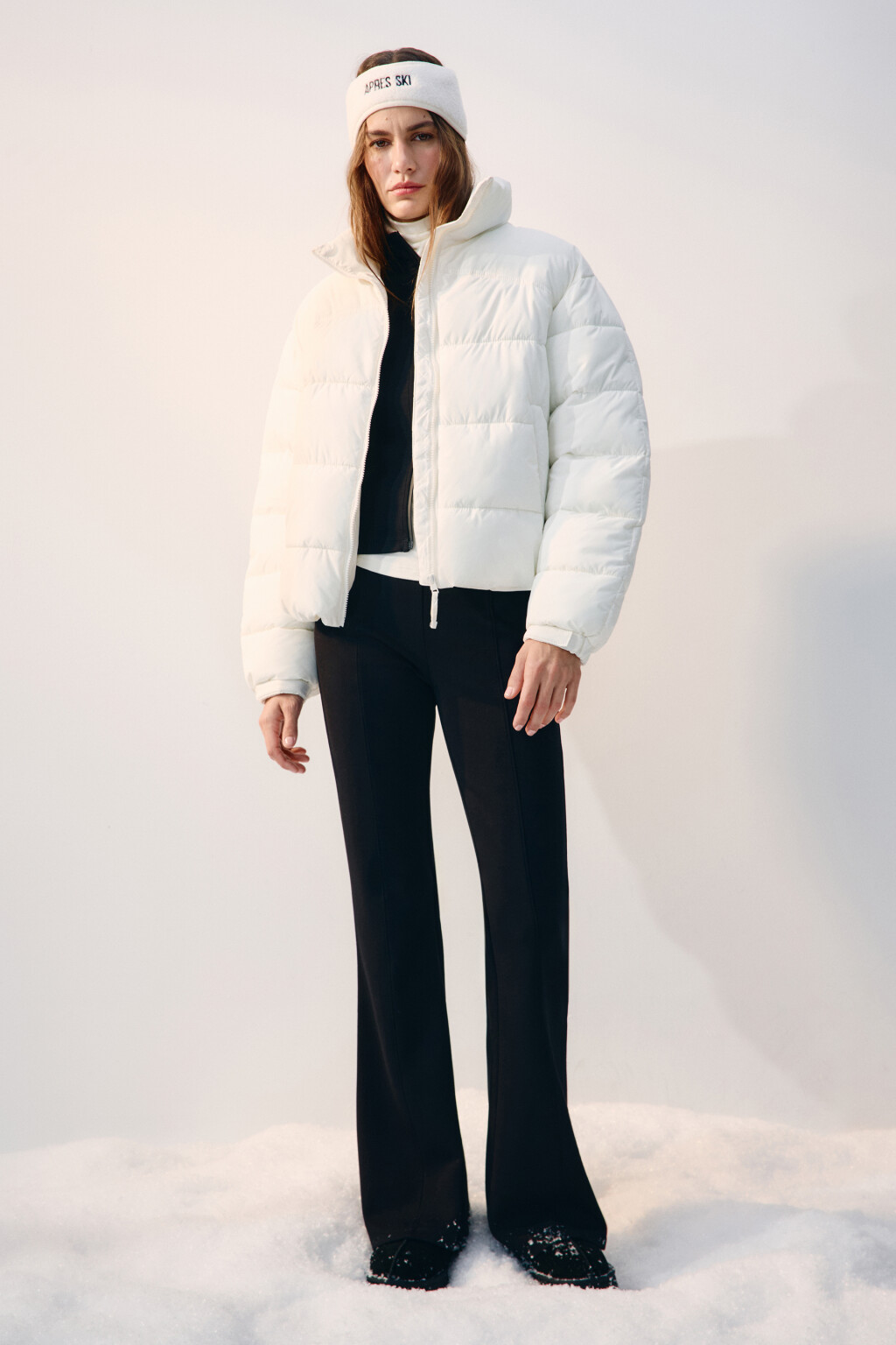 Куртка короткая стеганая со стойкой - цвет молочный - 4