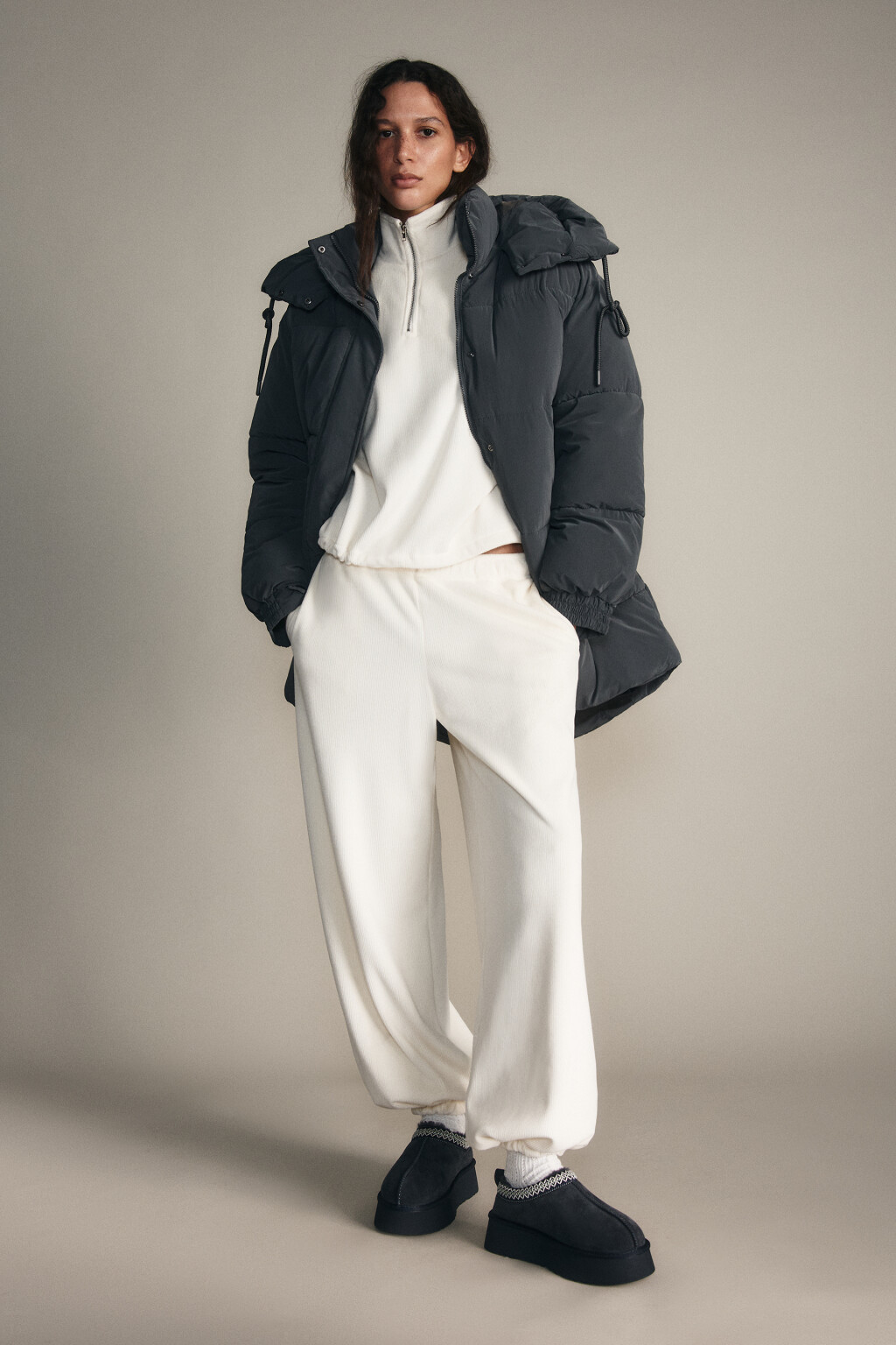 Куртка стеганая с капюшоном - цвет серый - 4