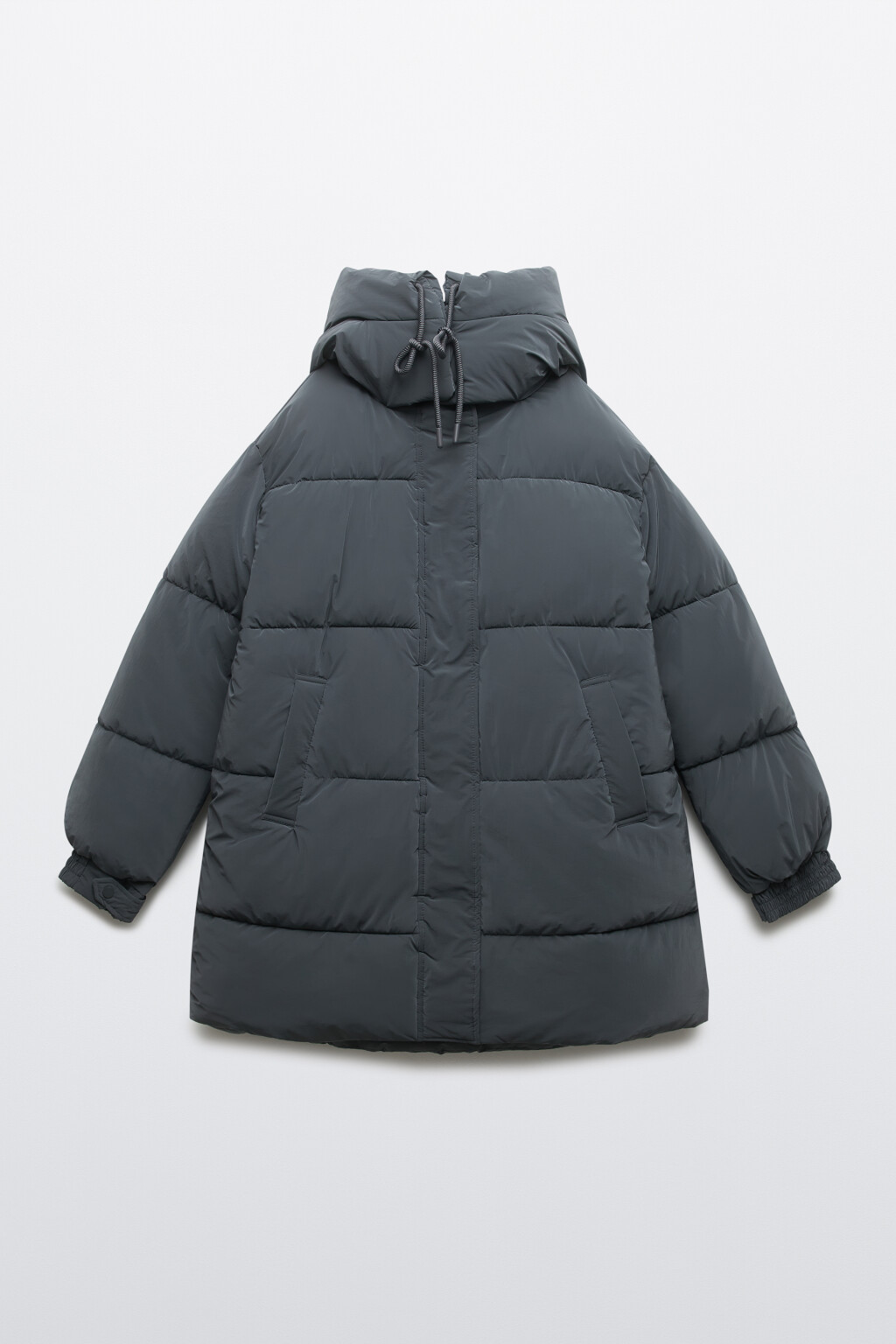 Куртка стеганая с капюшоном - цвет серый - 1