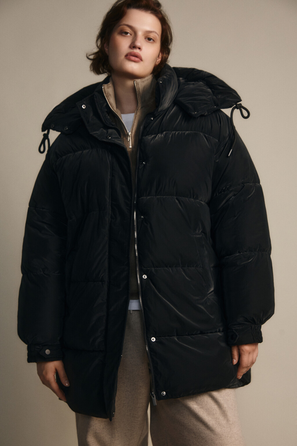 Куртка стеганая с капюшоном - цвет черный - 1