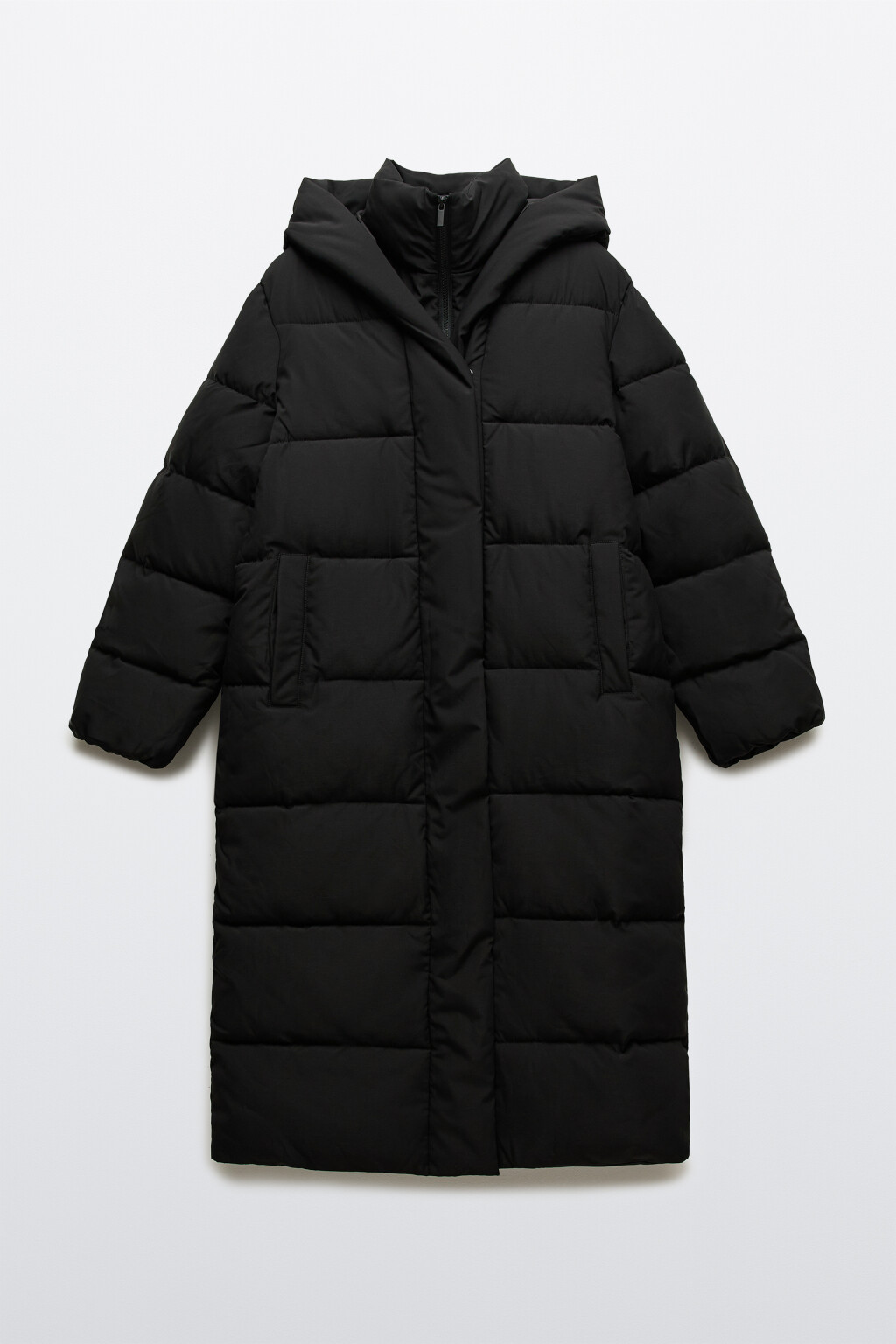 Пальто стеганое со стойкой и капюшоном - цвет черный - 8