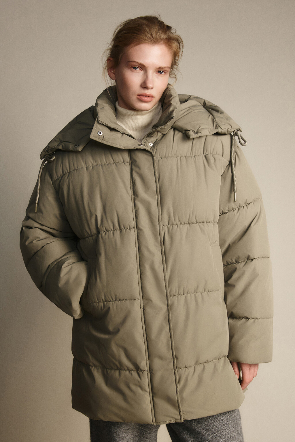 Куртка стеганая с капюшоном - цвет зеленый - 3