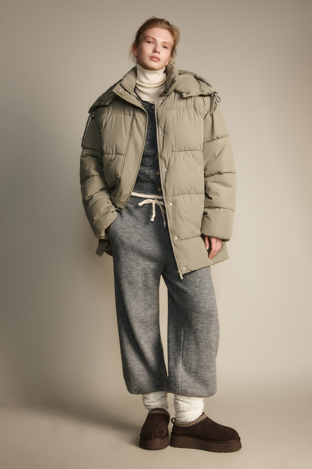 Куртка стеганая с капюшоном - цвет зеленый - 5