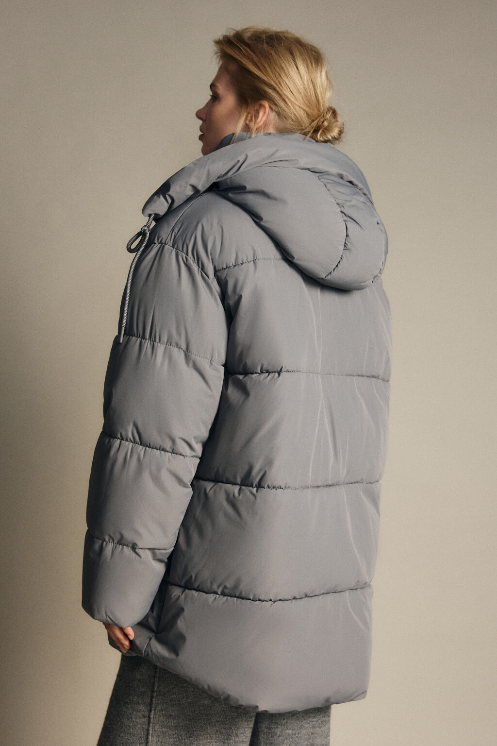 Куртка стеганая с капюшоном - цвет серый - 3