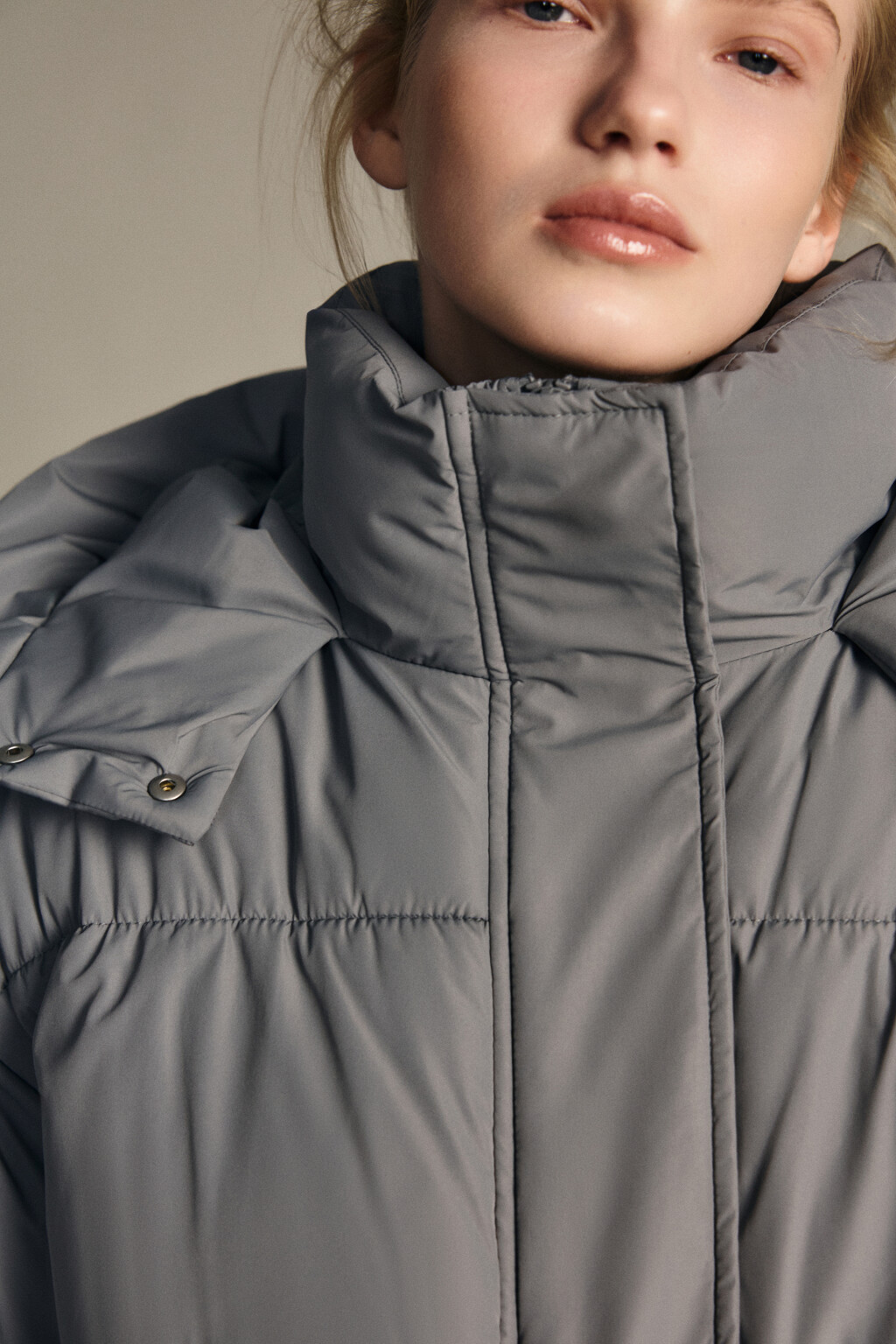 Куртка стеганая с капюшоном - цвет серый - 5