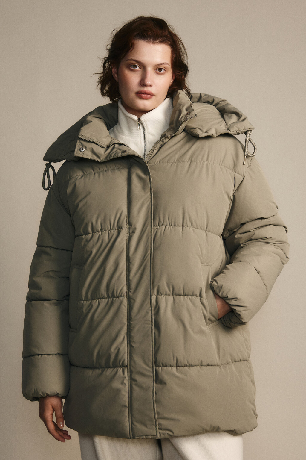 Куртка стеганая с капюшоном - цвет зеленый - 2