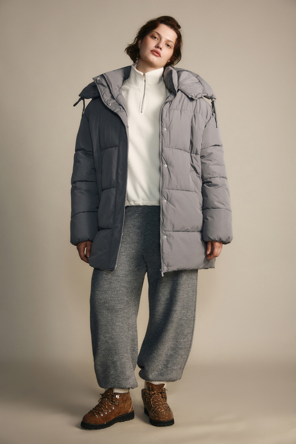 Куртка стеганая с капюшоном - цвет серый - 4