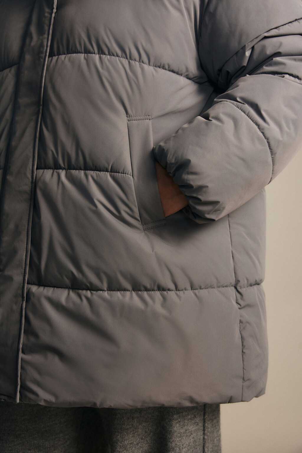 Куртка стеганая с капюшоном - цвет серый - 6