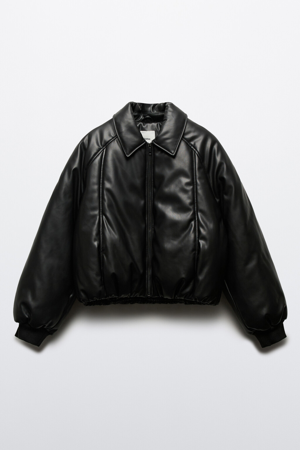 Куртка-бомбер с кожаной фактурой - цвет черный - 8