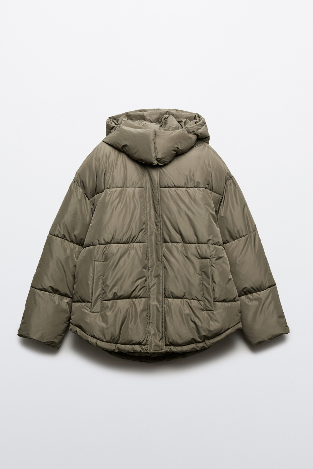 Куртка стеганая свободная с капюшоном - цвет зеленый - 9