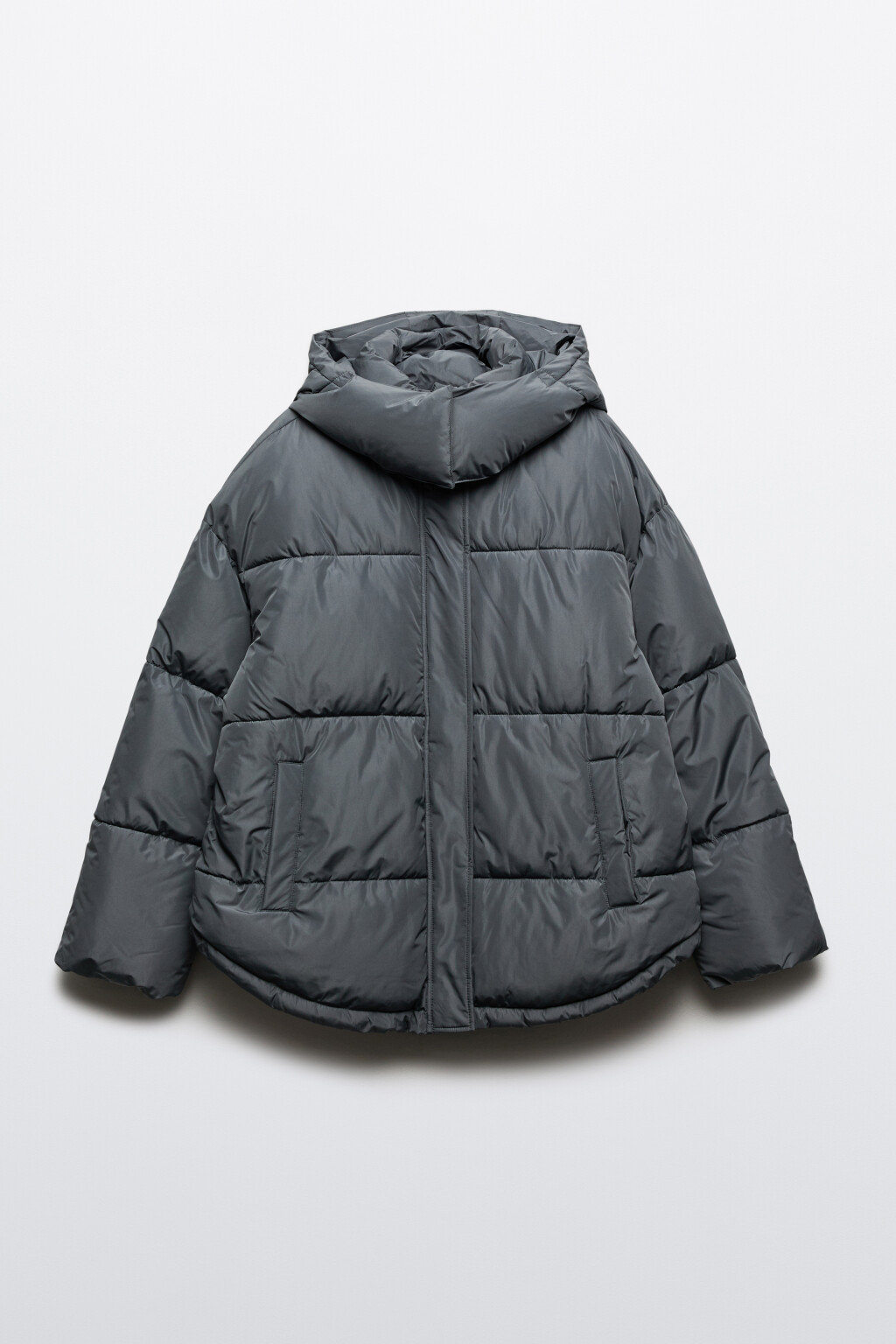 Куртка стеганая свободная с капюшоном - цвет серый - 8