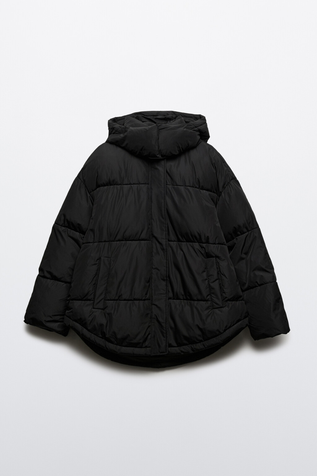 Куртка стеганая свободная с капюшоном - цвет черный - 8