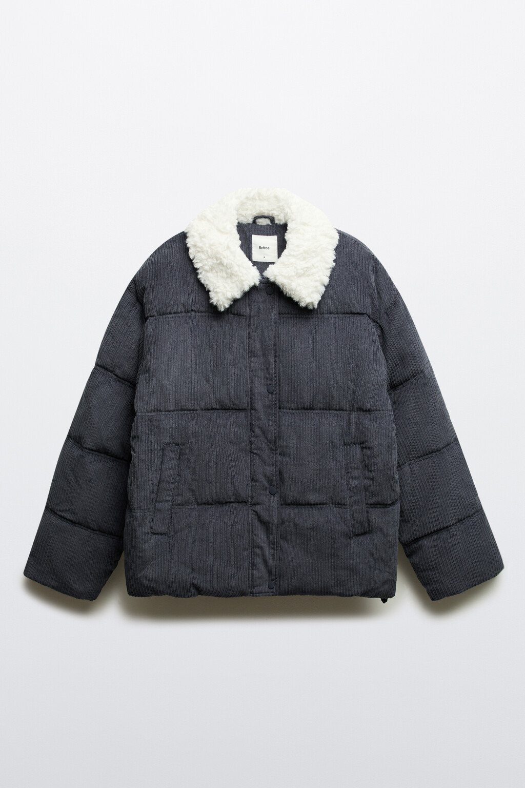 Куртка вельветовая с меховым воротником - цвет серый - 8