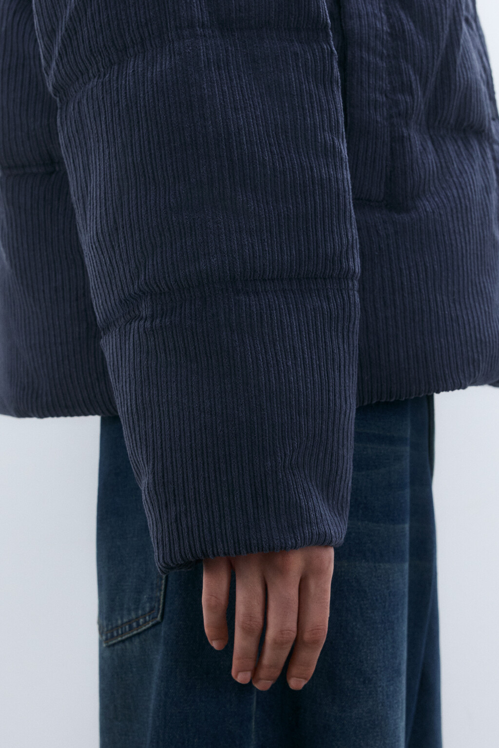 Куртка вельветовая с меховым воротником - цвет серый - 5