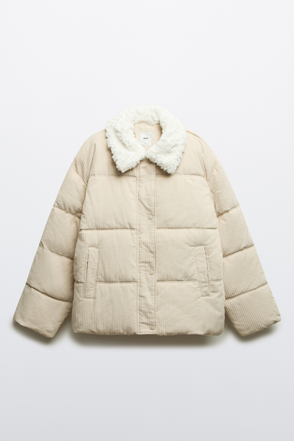 Куртка вельветовая с меховым воротником - цвет молочный - 8