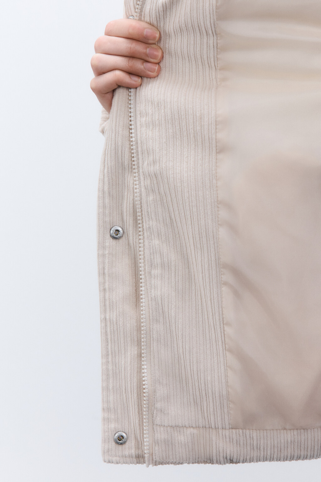 Куртка вельветовая с меховым воротником - цвет молочный - 7