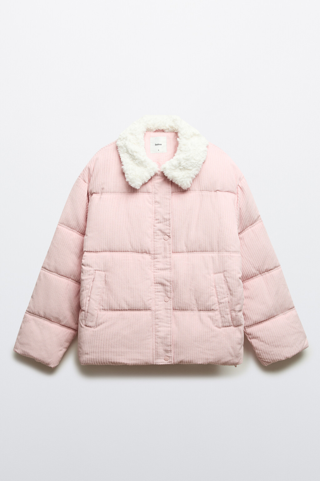 Куртка вельветовая с меховым воротником - цвет розовый - 8