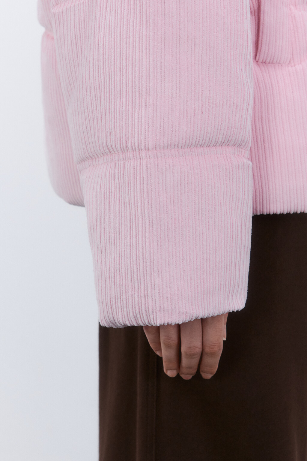 Куртка вельветовая с меховым воротником - цвет розовый - 6