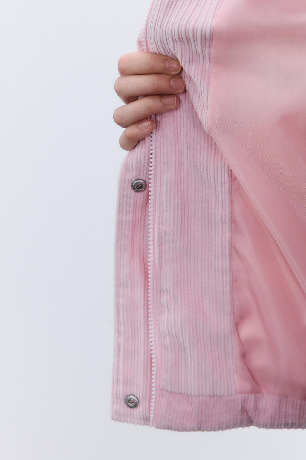 Куртка вельветовая с меховым воротником - цвет розовый - 7