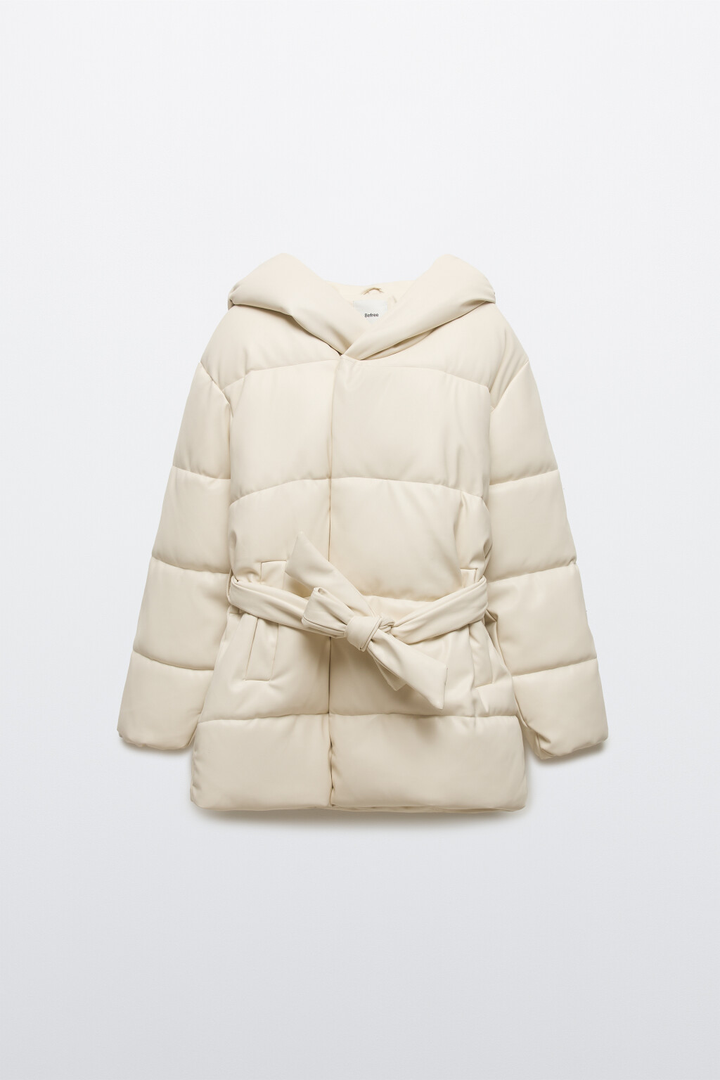 Куртка стеганая с капюшоном и поясом - цвет молочный - 8