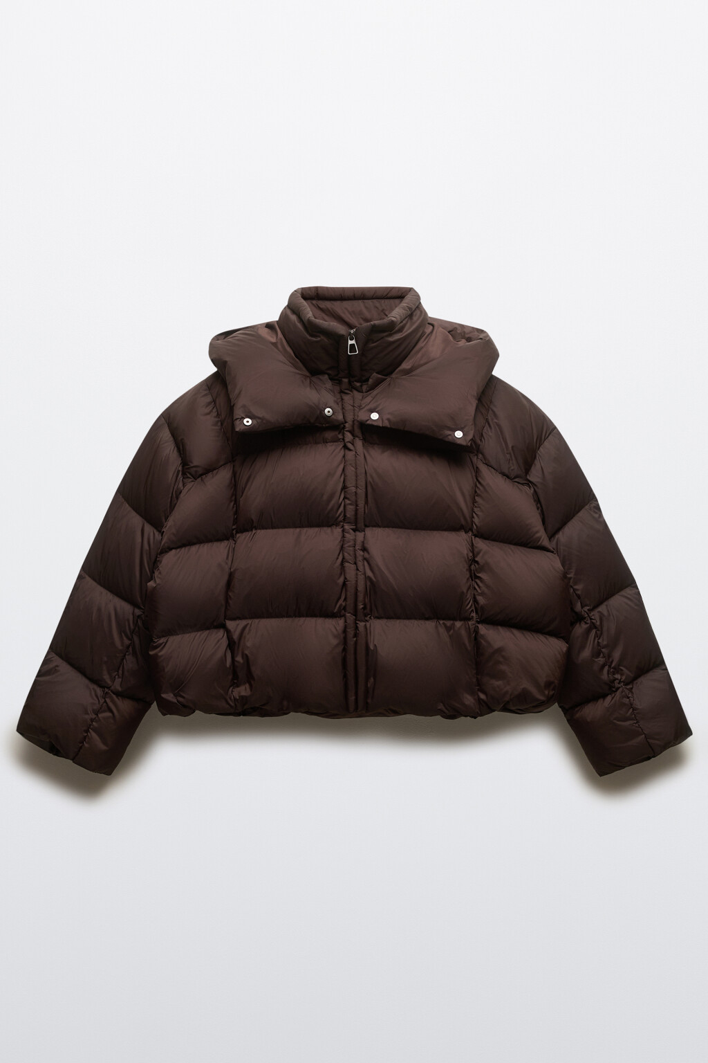 Куртка короткая стеганая с капюшоном - цвет коричневый - 12