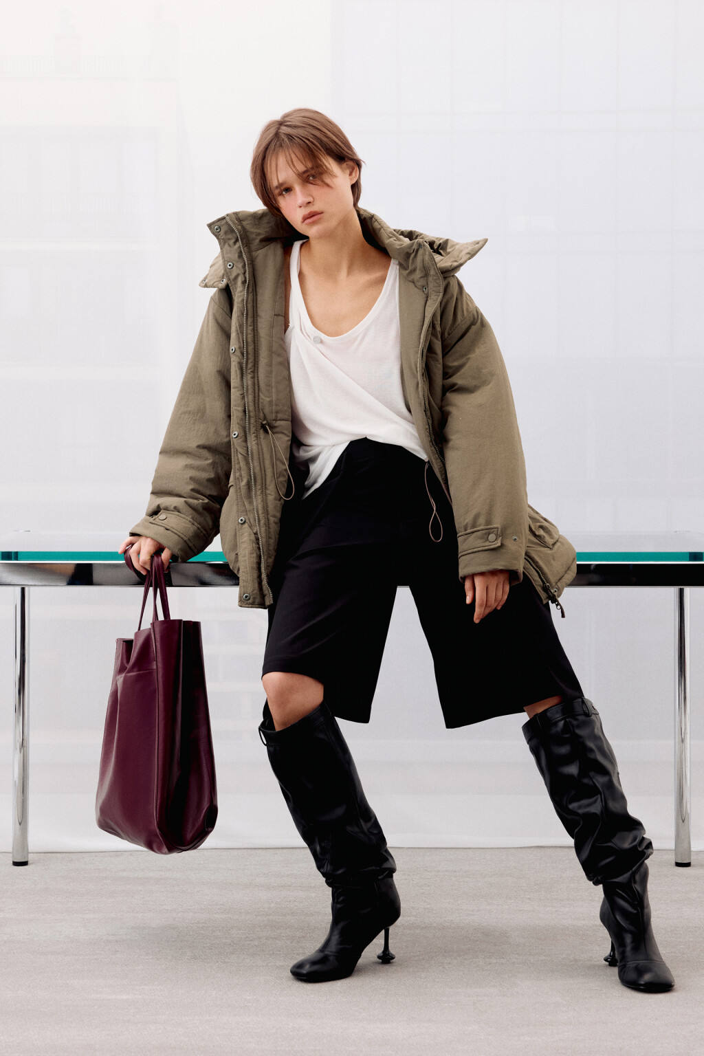 Куртка-парка с капюшоном - цвет зеленый - 8