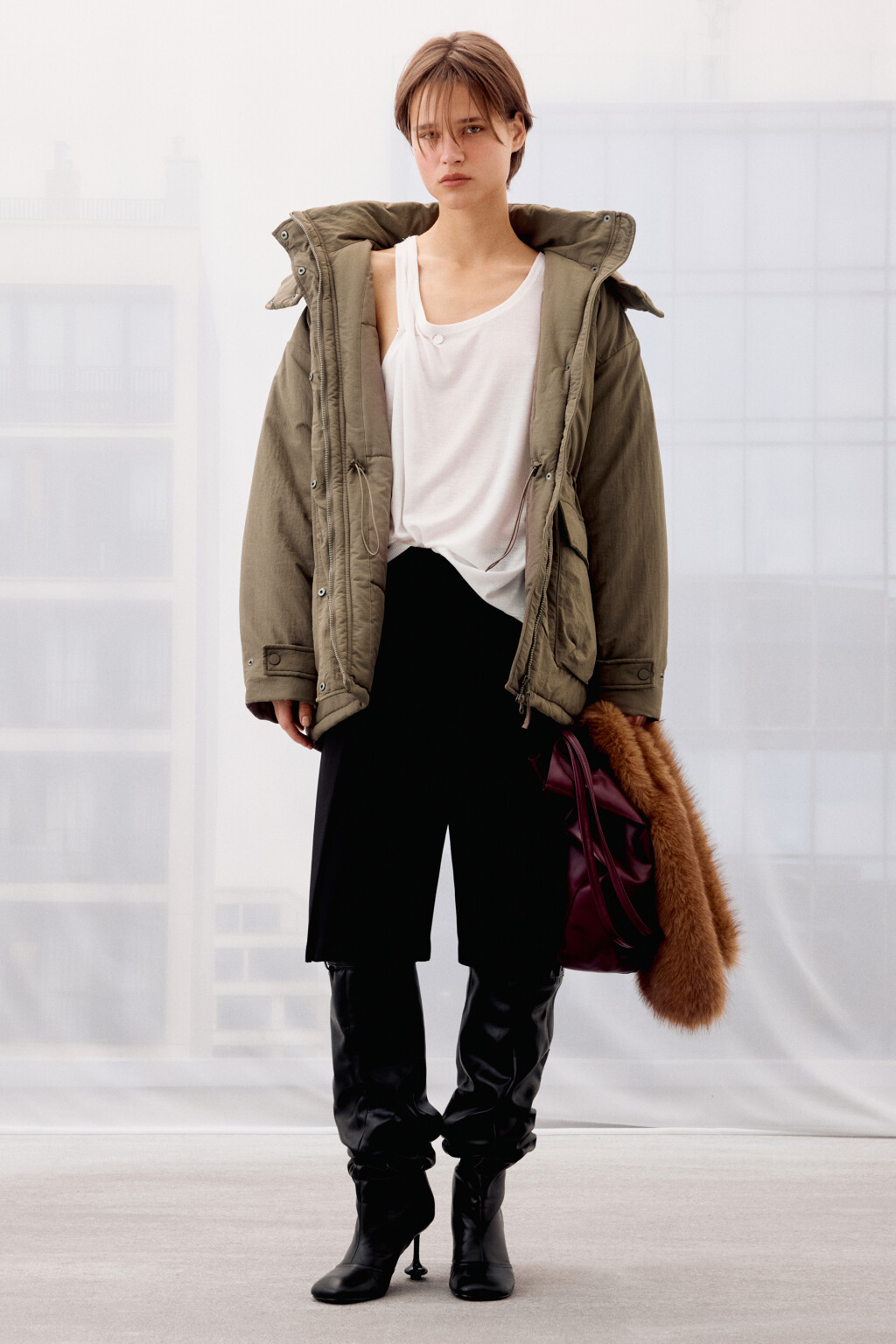 Куртка-парка с капюшоном - цвет зеленый - 9