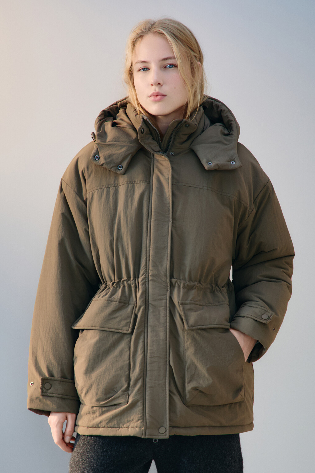 Куртка-парка с капюшоном - цвет зеленый - 2
