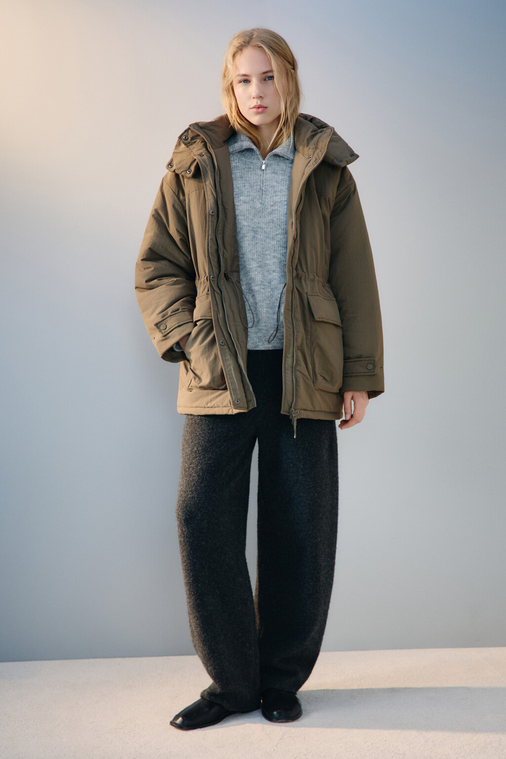 Куртка-парка с капюшоном - цвет зеленый - 4