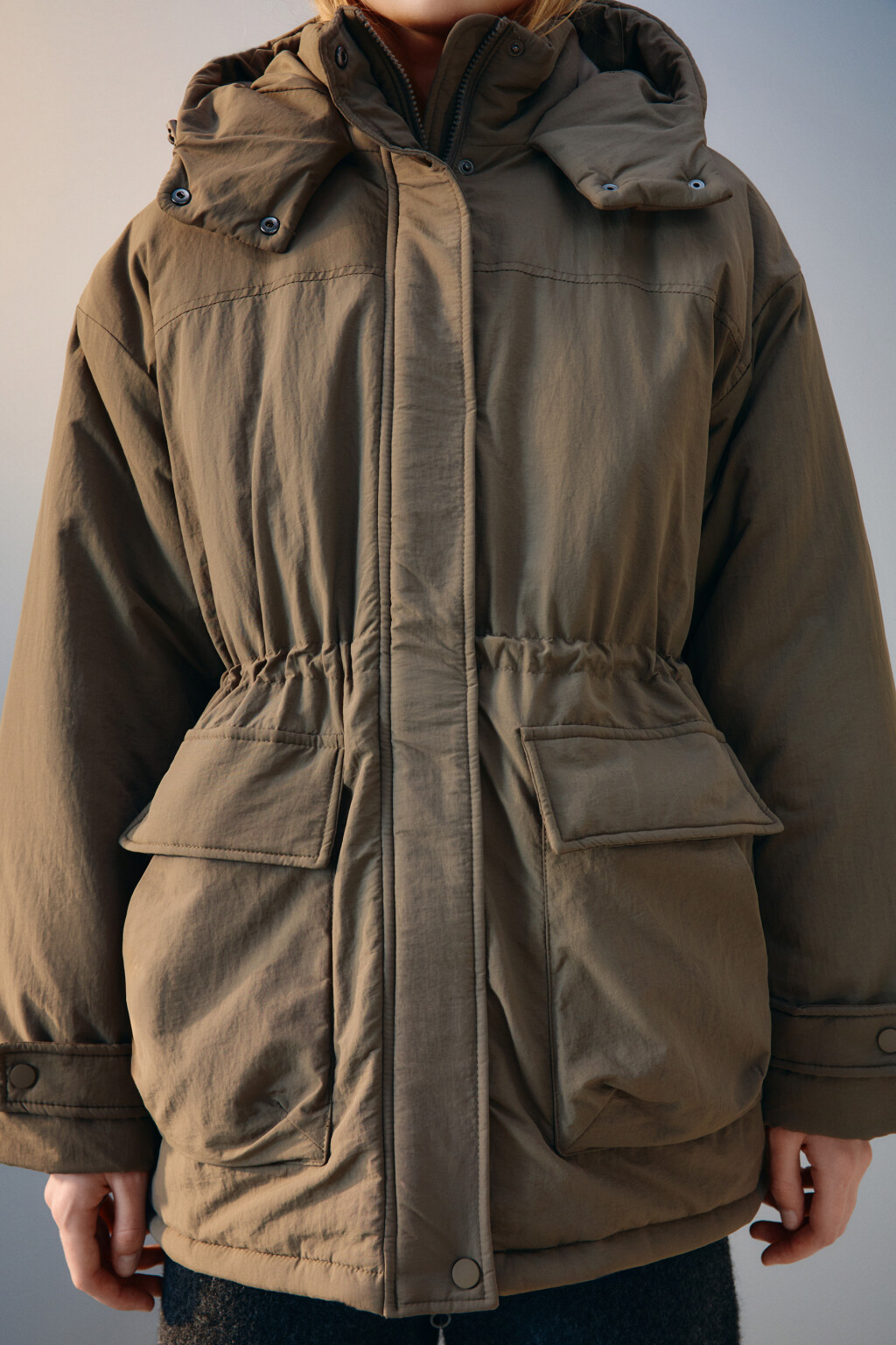 Куртка-парка с капюшоном - цвет зеленый - 5